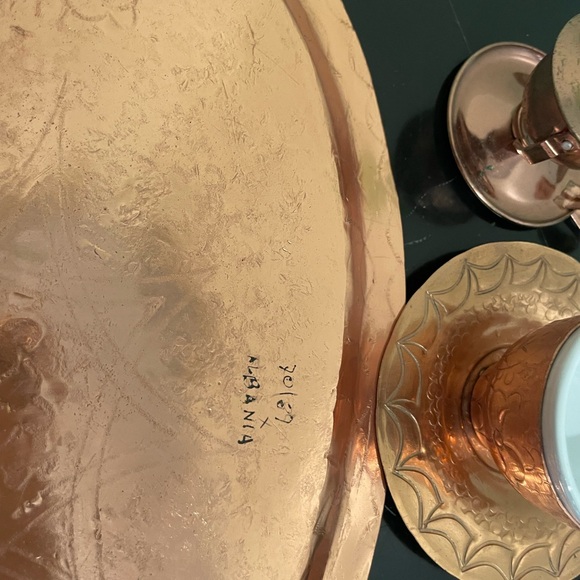 Antique Handmade Miniature Coffee Set with Green Accent ( made in Albania) - Picture 9 of 12